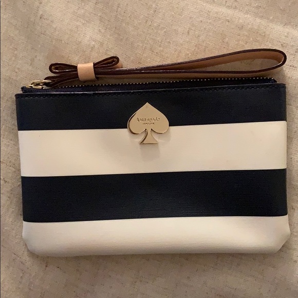 kate spade Handbags - Kate Spade Striped Navy and White Wristlet